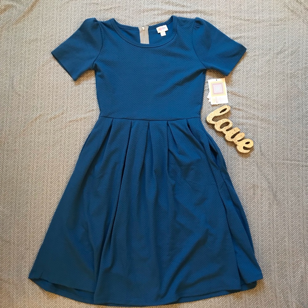 NWT LulaRoe Blue Short Sleeve A-Line Dress